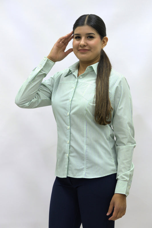 Blusa Manga Larga Modelo - 2025 Rayas Verde