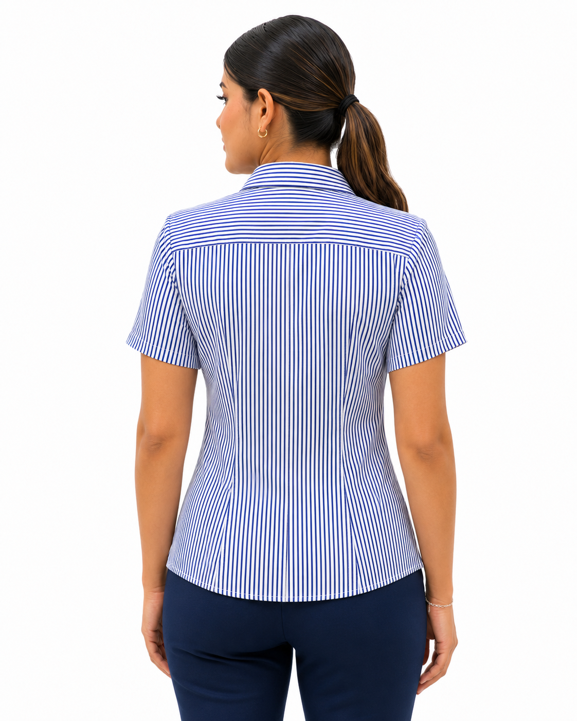 Blusa Manga Corta Modelo - 2030 Rayas Azul