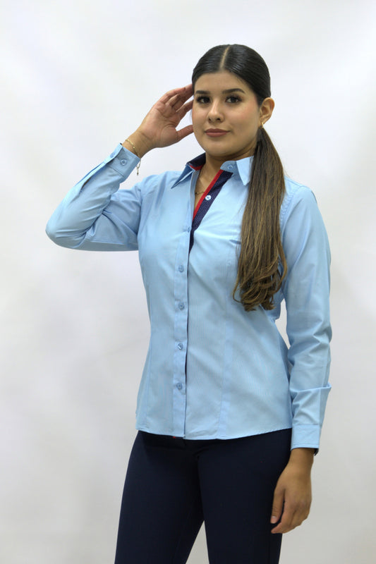 Blusa Manga Larga Modelo - Villela Azul Cielo
