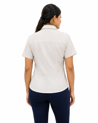 Blusa Manga Corta Modelo - 1529 Gris Rayas