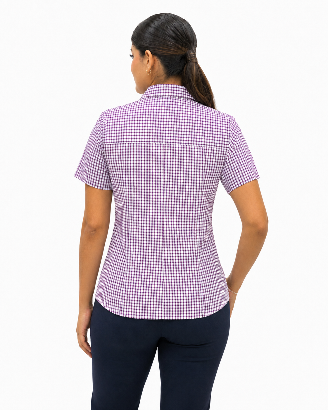 Blusa Manga Corta Modelo - 2034 Cuadros Tinto
