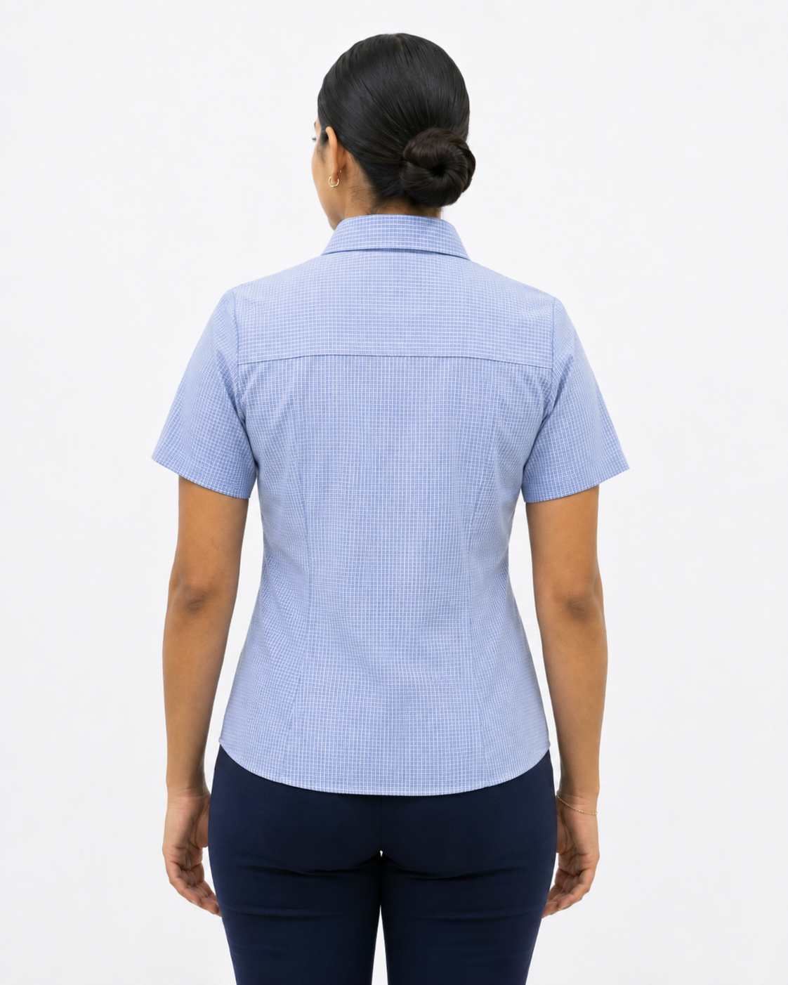 Blusa Manga Corta Modelo - 1550 Azul Cuadros