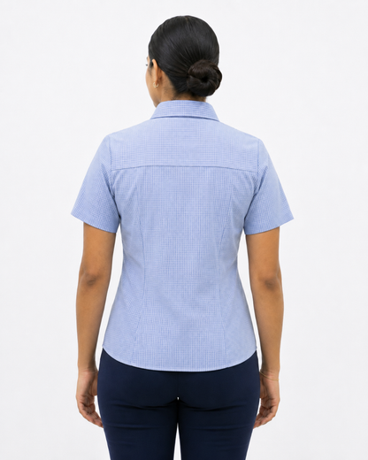 Blusa Manga Corta Modelo - 1550 Azul Cuadros
