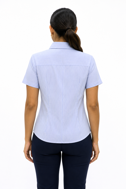 Blusa Manga Corta Modelo - 1551 Azul Rayas