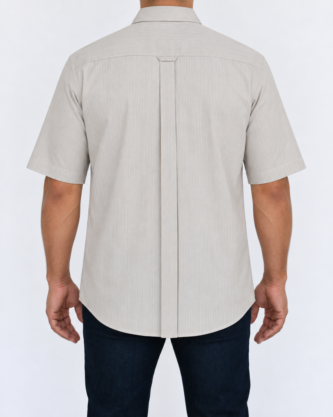 Camisa Hombre Moda Juvenil Modelo 1529 Gris Rayas Manga Corta