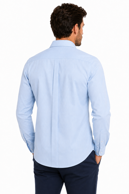 Camisa Hombre Moda Juvenil Toscana Azul Claro Manga Larga