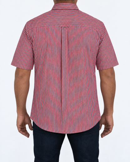 Camisa Hombre Moda Juvenil Modelo 2050 Rojo Manga Corta
