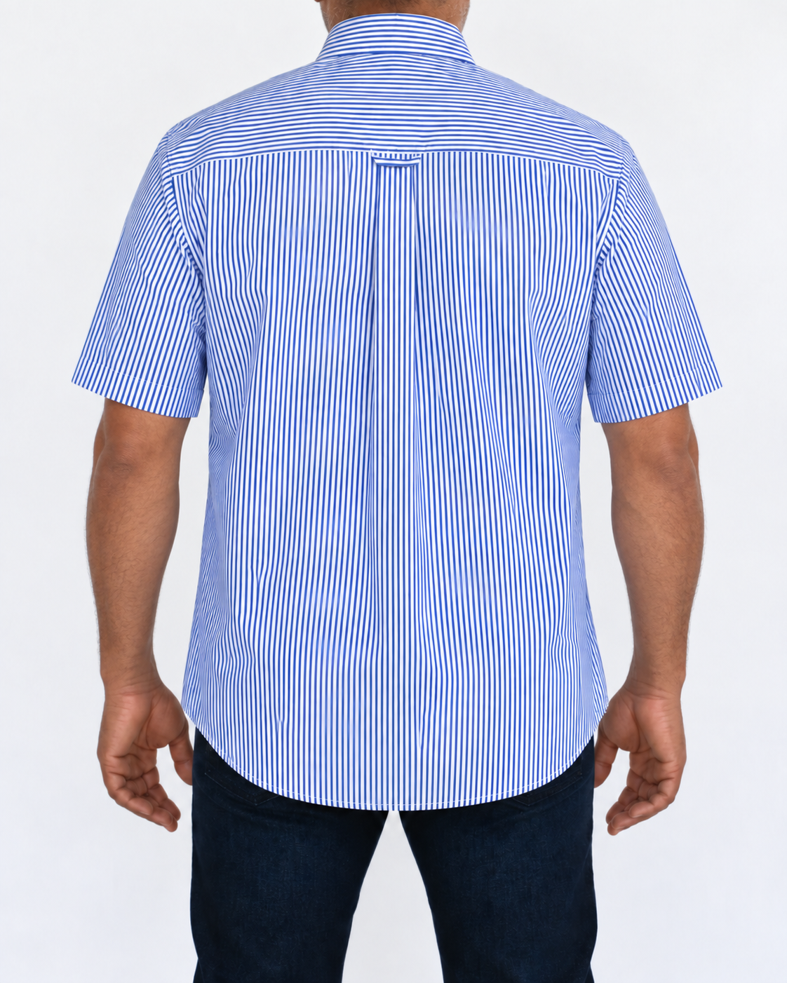 Camisa Hombre Moda Juvenil Modelo 2030 Rayas Azul  Manga Corta