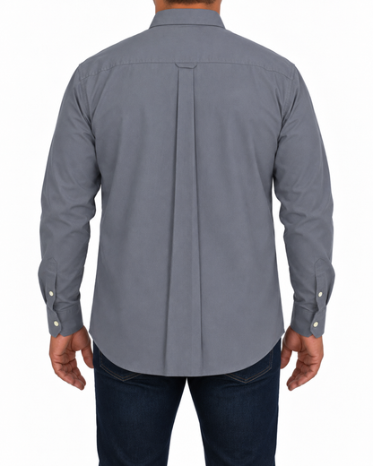 Camisa Hombre Moda Juvenil Modelo 100 Gris Claro Manga Larga