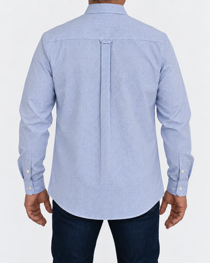 Camisa Hombre Moda Juvenil Modelo 2031 Azul Manga Larga