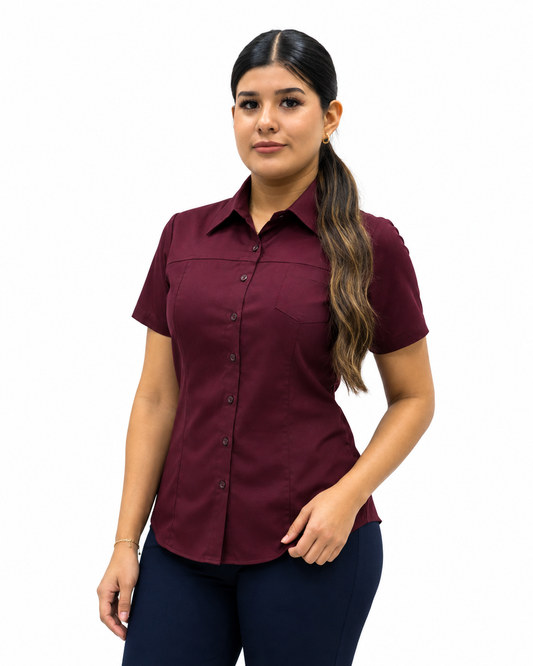 Blusa Manga Corta Modelo - 100 Tinto