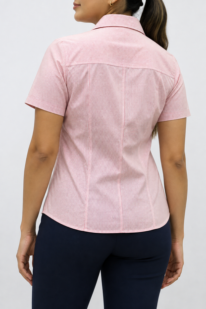 Blusa Manga Corta Modelo - 2032 Cuadros Rojo