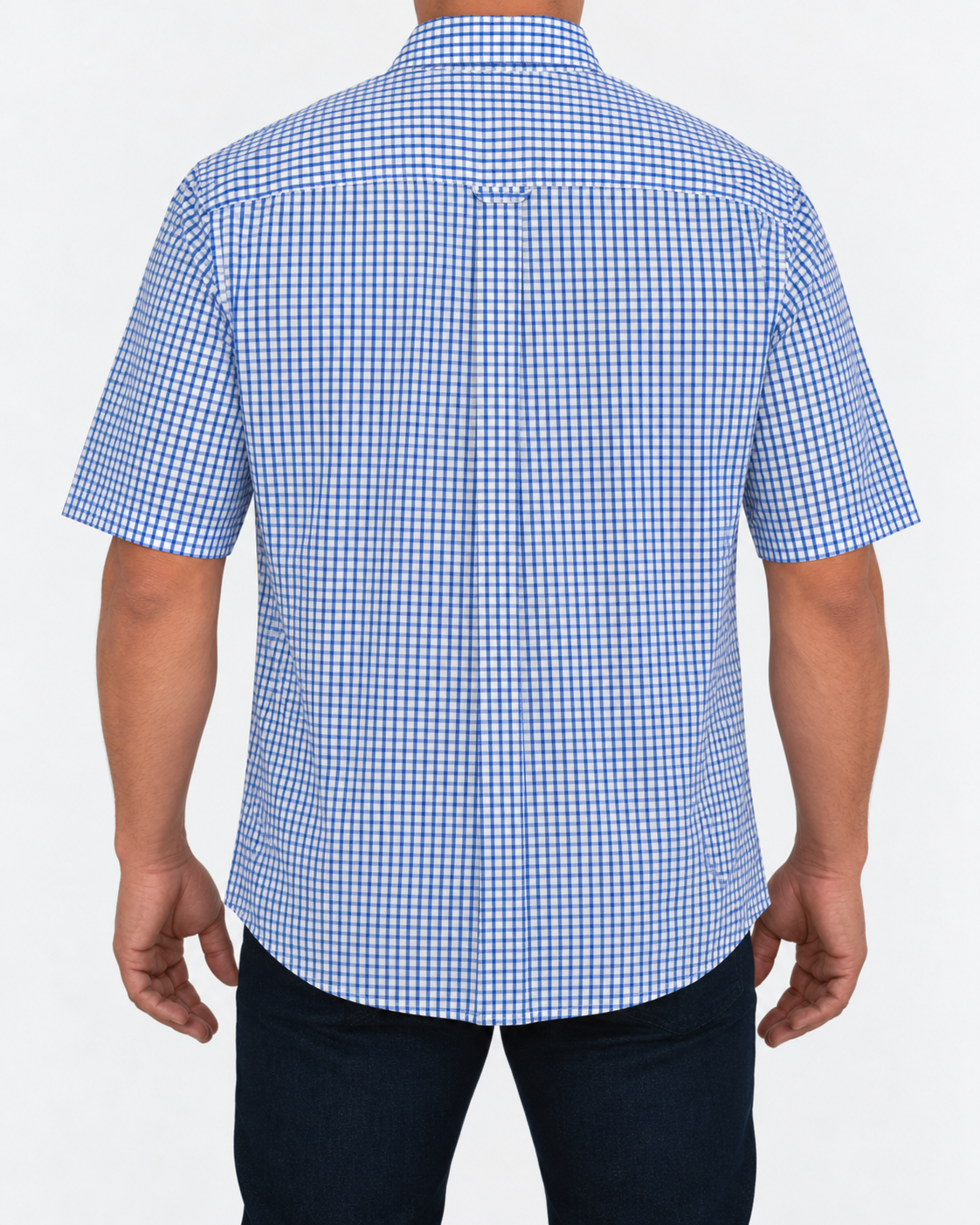Camisa Hombre Moda Juvenil Modelo 2033 Cuadros Azul Manga Corta