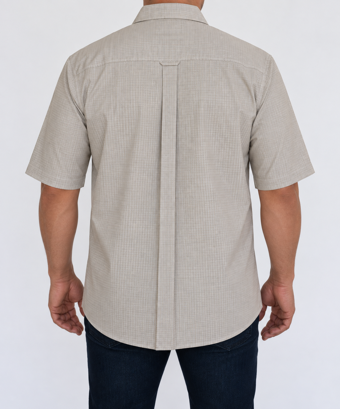 Camisa Hombre Moda Juvenil Modelo 1526 Gris Cuadros Manga Corta