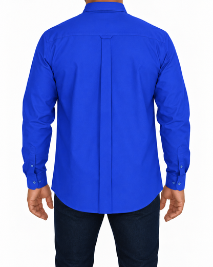 Camisa Hombre Moda Juvenil Modelo 100 Azul Rey Manga Larga