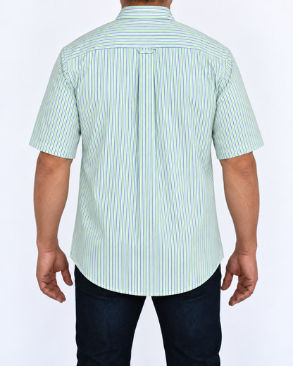 Camisa Hombre Moda Juvenil Modelo 2025 Verde Manga Corta