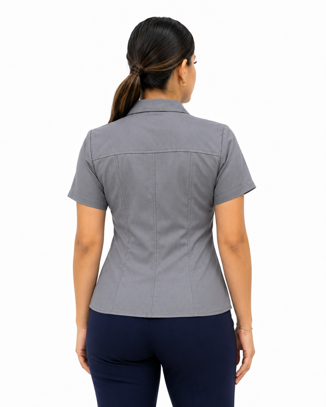 Blusa Manga Corta Modelo - 100 Gris Claro