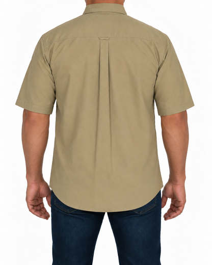 Camisa Hombre Moda Juvenil Modelo 100 Caqui Manga Corta