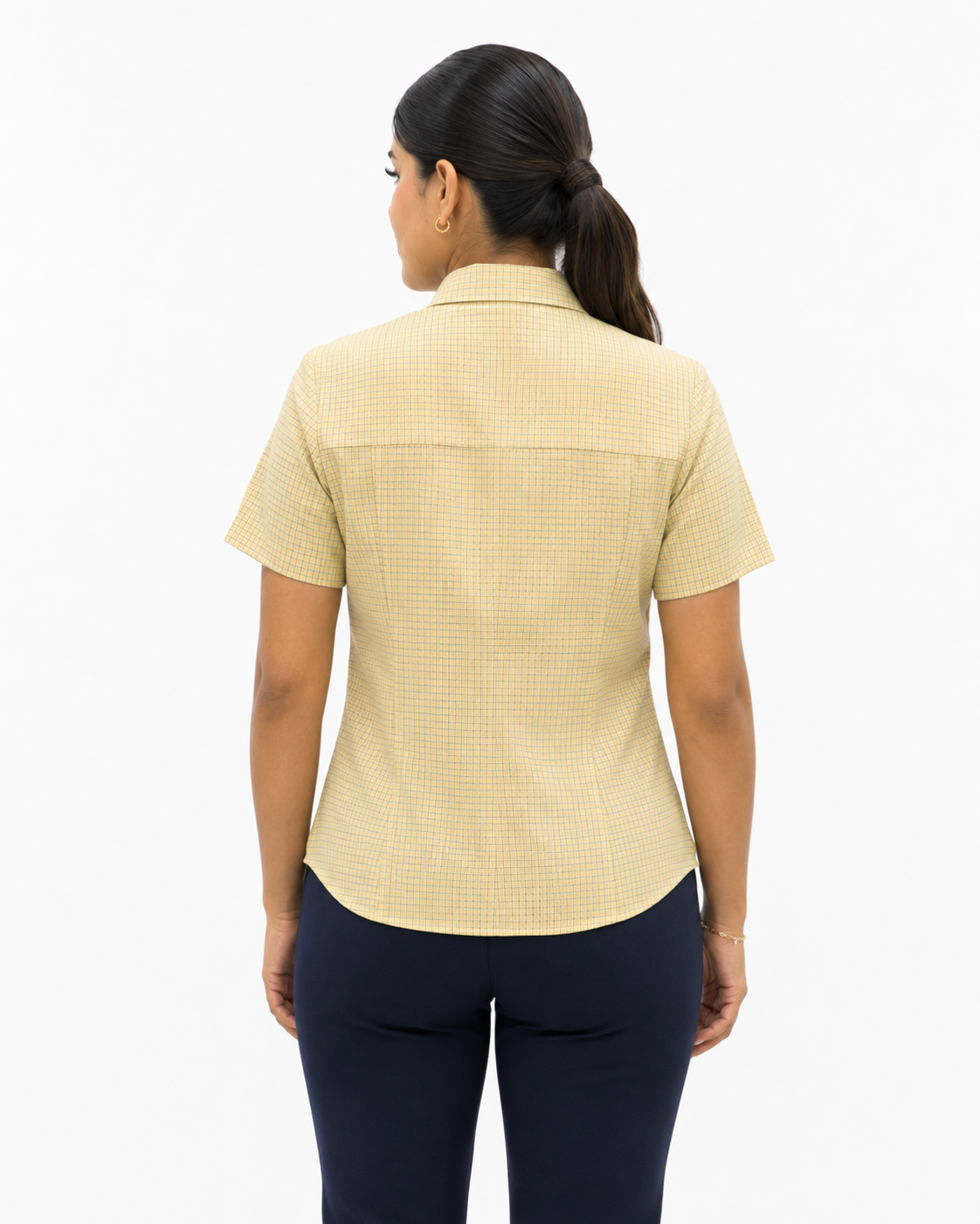Blusa Manga Corta Modelo - 1528 Cuadros Amarillo