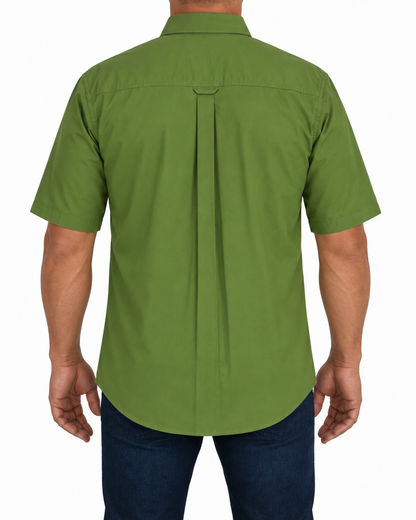 Camisa Hombre Moda Juvenil Modelo 100 Verde Manzana Manga Corta