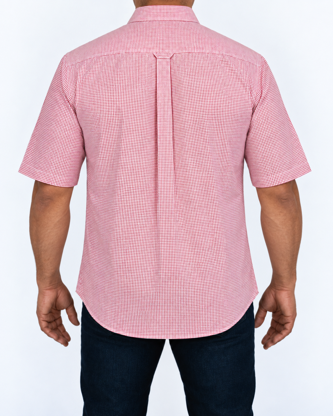 Camisa Hombre Moda Juvenil Modelo 2032 Cuadros Rojo Manga Corta