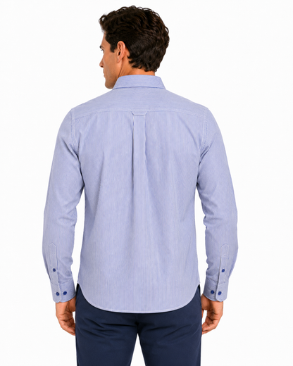 Camisa Hombre Moda Juvenil J-442 Azul Manga Larga