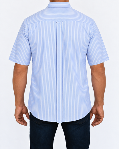 Camisa Hombre Moda Juvenil Modelo 2020 Azul  Manga Corta