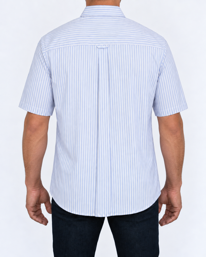 Camisa Hombre Moda Juvenil Modelo 2018 Azul Manga Corta