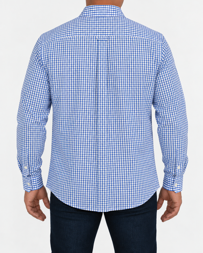 Camisa Hombre Moda Juvenil Modelo 2033 Azul Manga Larga