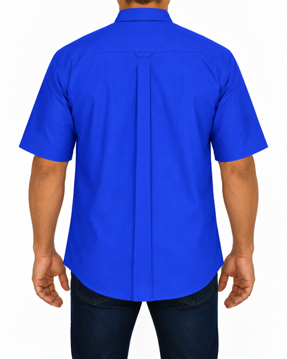 Camisa Hombre Moda Juvenil Modelo 100 Azul Rey Manga Corta