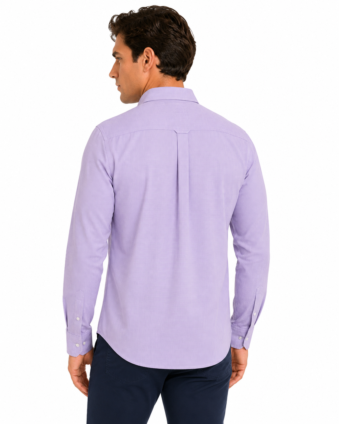 Camisa Hombre Moda Juvenil A-3 Lila Cuadros