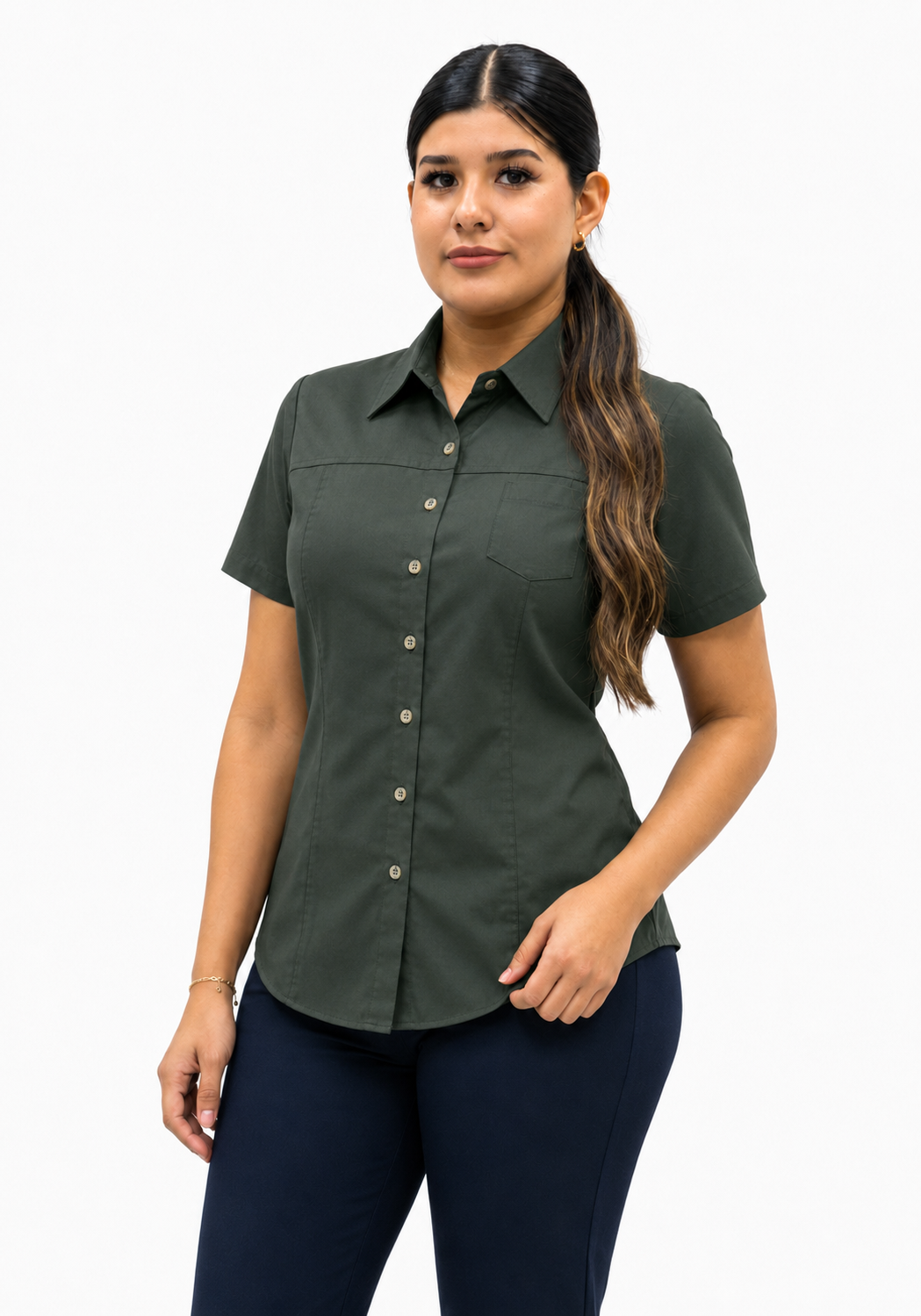 Blusa Manga Corta Modelo - 100 Verde Militar