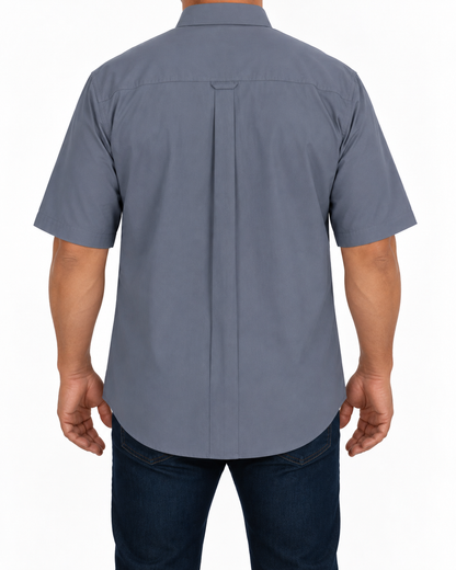 Camisa Hombre Moda Juvenil Modelo 100 Gris Oscuro Manga Corta