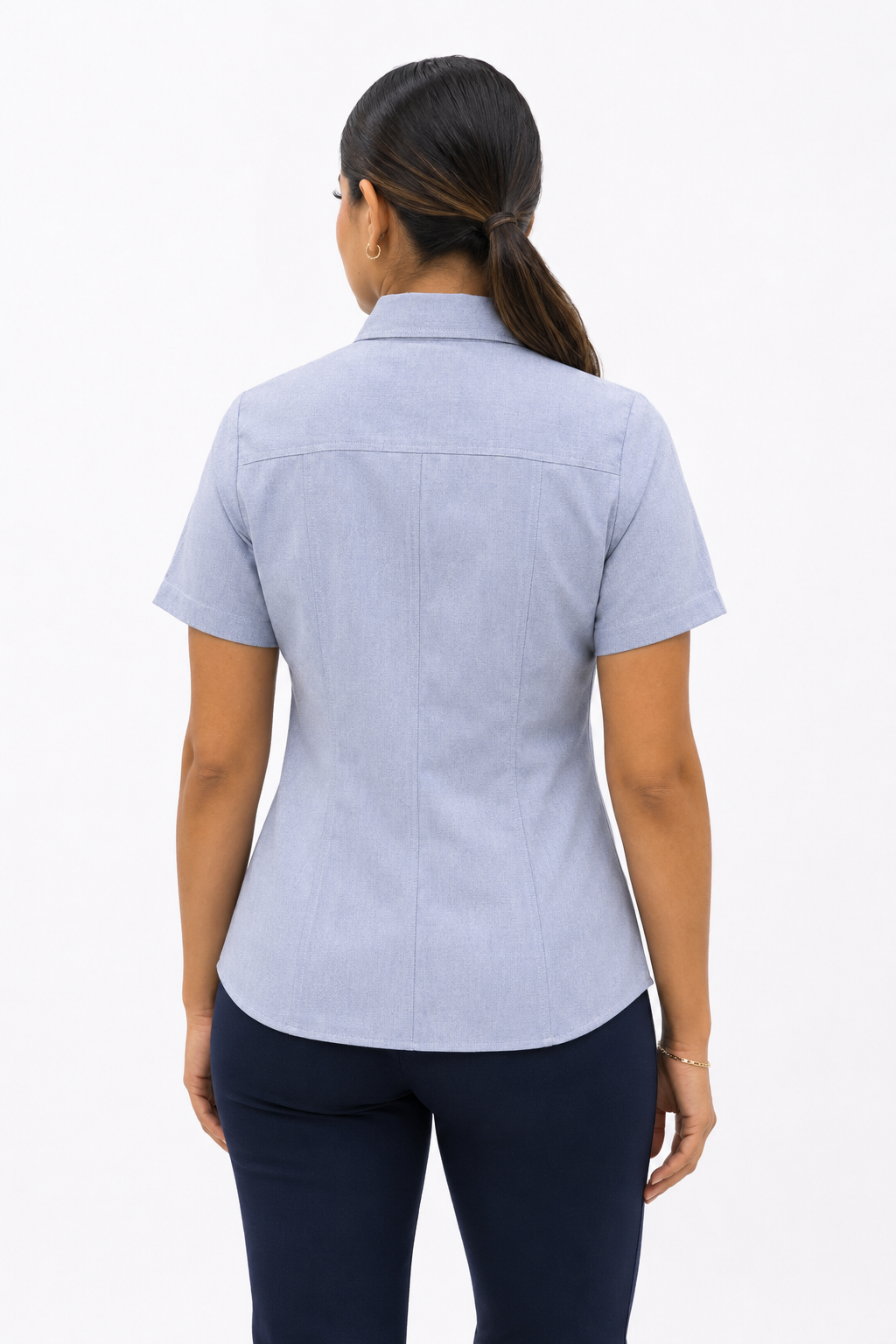 Blusa Manga Corta Modelo - 100 Azul Oxford