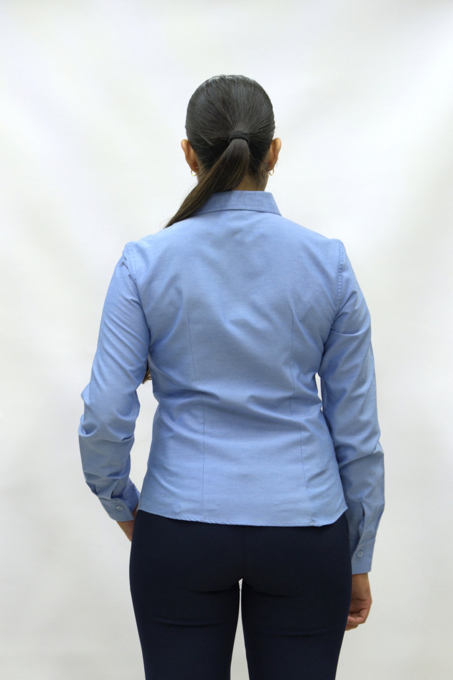 Blusa Manga Larga Modelo - Oxford Satinada Azul Cielo