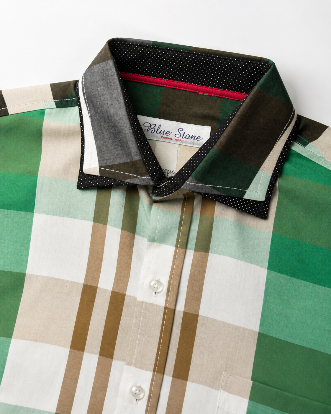 Camisa Hombre Moda Juvenil Cuadros Verde Manga Larga