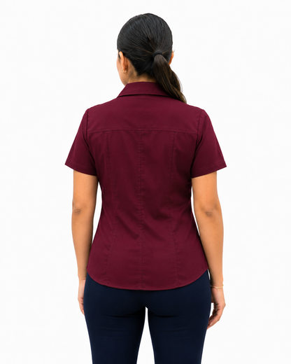 Blusa Manga Corta Modelo - 100 Tinto