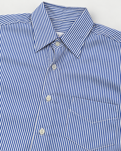Camisa Hombre Moda Juvenil Modelo 2030 Rayas Azul  Manga Corta