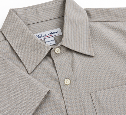Camisa Hombre Moda Juvenil Modelo 1526 Gris Cuadros Manga Corta