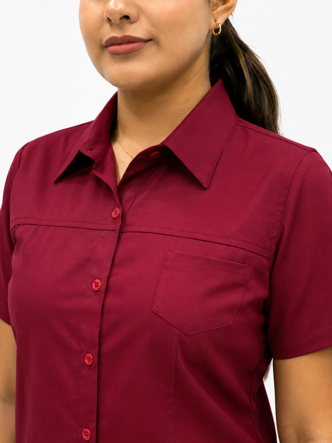 Blusa Manga Corta Modelo - 100 Rojo Quemado