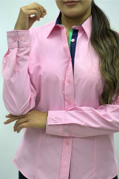Blusa Manga Larga Modelo - Villela Rosa Fuerte