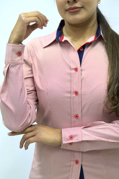Blusa Manga Larga Modelo - Oslo Rojo Rayas