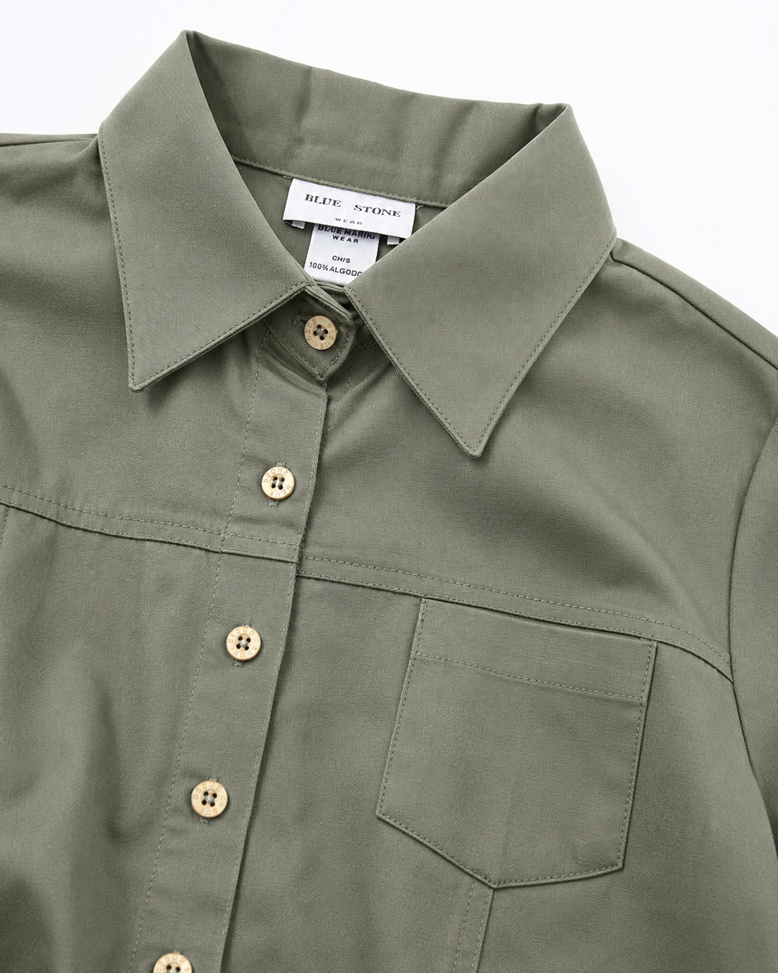Blusa Manga Corta Modelo - 100 Verde Militar Claro