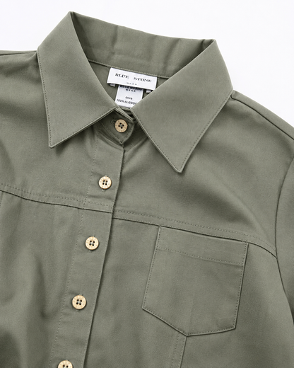 Blusa Manga Corta Modelo - 100 Verde Militar Claro