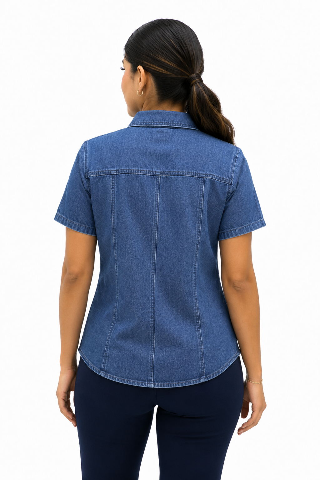 Blusa Manga Corta Modelo - Mezclilla Gruesa