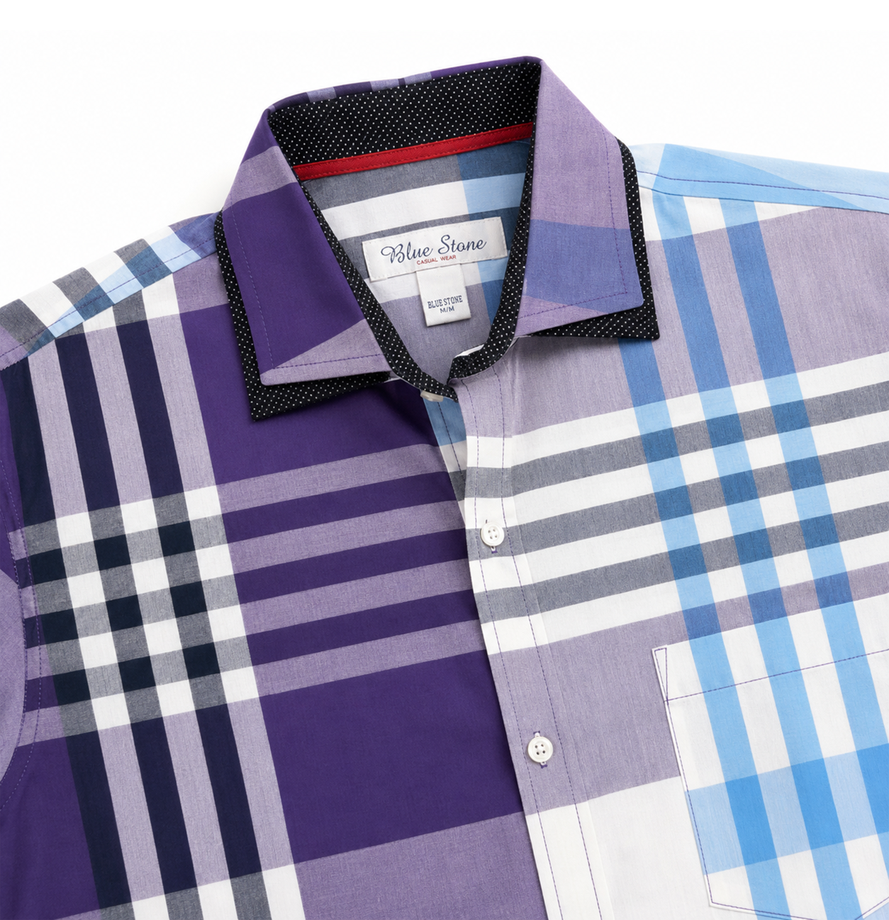Camisa Hombre Moda Juvenil Cuadros Azul Cielo Manga Larga