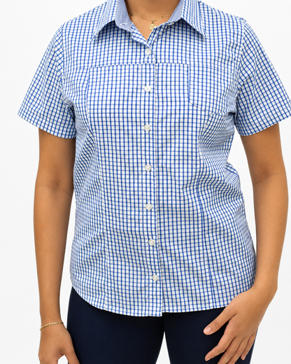 Blusa Manga Corta Modelo - 2033 Cuadros Azul