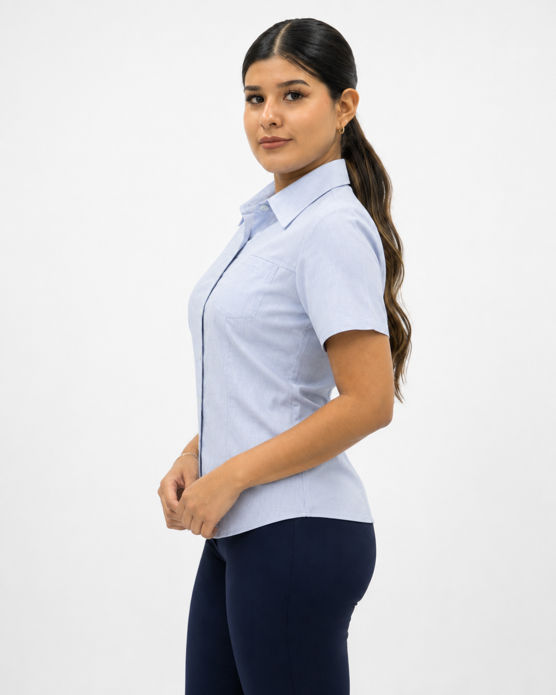 Blusa Manga Corta Modelo - 2022 Azul Cielo