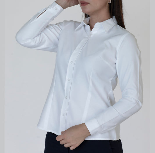 Blusa Manga Larga Modelo - Oxford Hindú Blanco