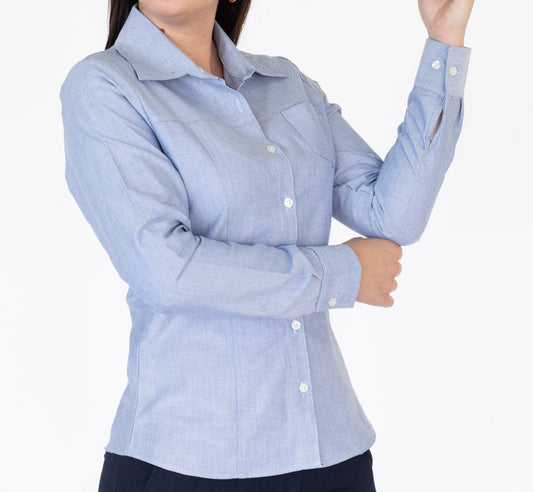 Blusa Manga Larga Modelo - 100 Azul Oxford